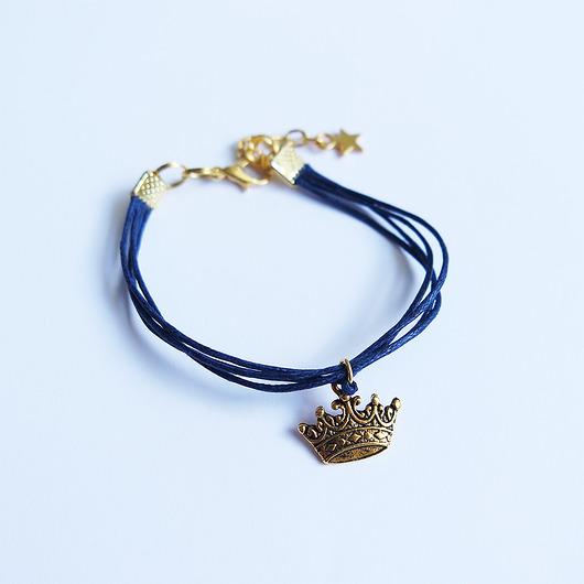 bransoletki na sznurku Bransoletka - Korona - sznureczki, granatowa
