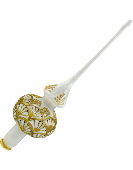 ozdoby choinkowe Czubek na choinkę: ornament biało-złoty