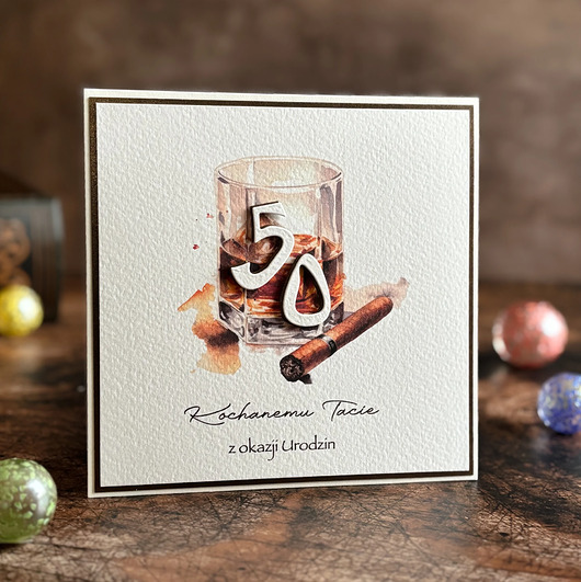 kartki scrapbooking Elegancka kartka urodzinowa dla mężczyzny, personalizowana pamiątka, bh43b