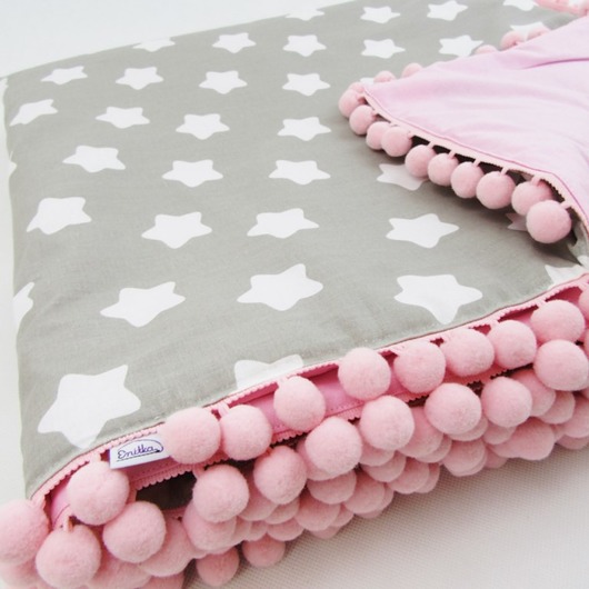 Dwustronna Narzuta Szaro Różowa w Gwiazdy  Enitka Sweet Baby Room