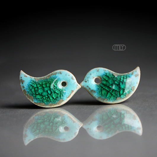 kolczyki ceramiczne Ptaszki /stal chirurgiczna/