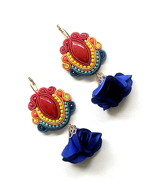 kolczyki soutache Sutaszowe kolczyki ASILA z kwiatami