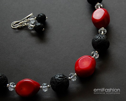 Koral, Lawa i kryształ Swarovski MAREMI Jewelry