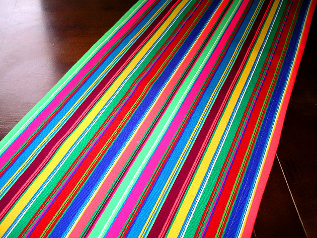multi STRIPE wool tablecloth (45cm) (handmade) na ludowo