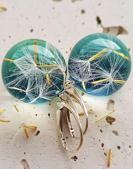 Kolczyki srebrne z nasionami dmuchawca Grol Jewellery