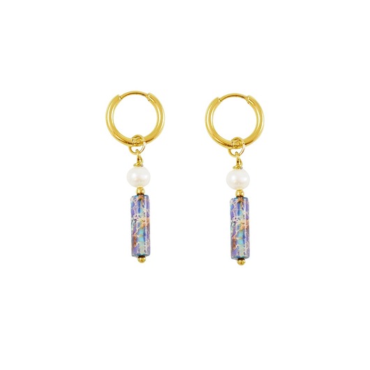 kolczyki - inne Subtelne kolczyki z energetyzującą baryłką Jaspisu cesarskiego i Perłą