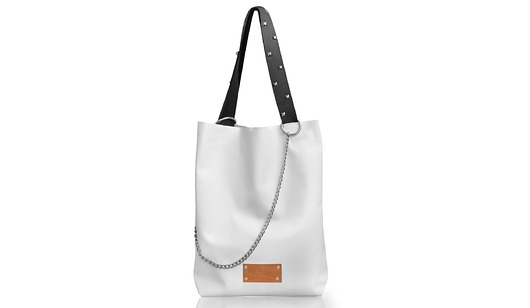 torby na ramię Biały worek skórzany z łańcuchem