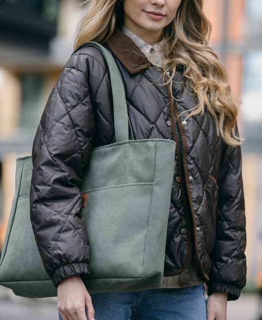 torby na ramię Torba NA LAPTOP Shopper z nubuku tapicerskiego w kolorze oliwki