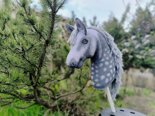 zabawki - inne Hobby horse A3 szary jabłkowity koń na kiju