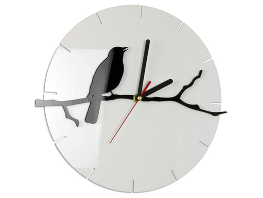 Zegar ścienny ptak na gałęzi- Biało&Czarny ModernClock
