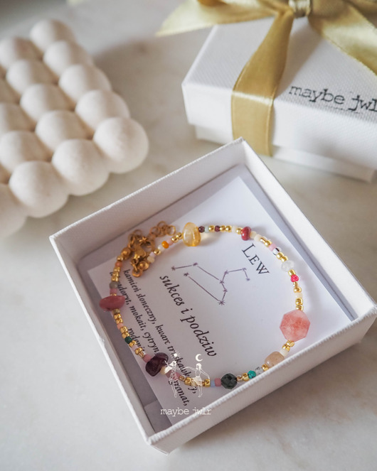 bransoletki z kamieni naturalnych Bransoletka Zodiakalna z Naturalnych Kamieni Lew