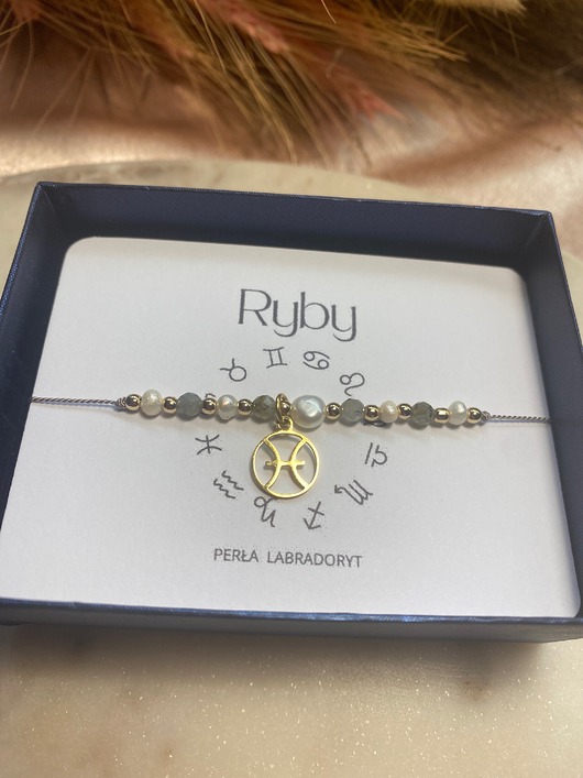 bransoletki na sznurku Bransoletka na jedwabnej nici kamienie naturalne Zodiak  Ryby