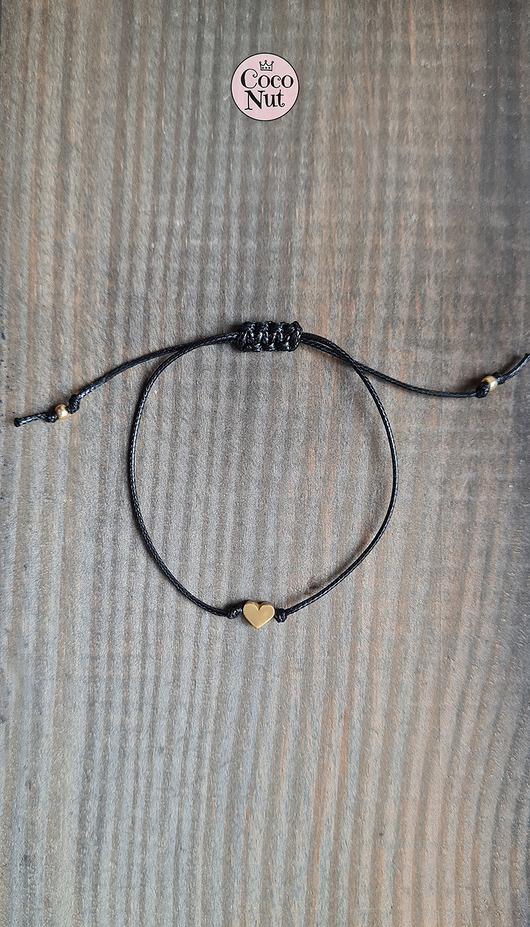 bransoletki na sznurku Bransoletka LOVE serce złocone serduszko