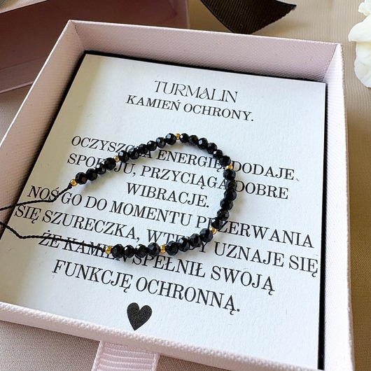 bransoletki na sznurku Bransoletka ochronna z czarnym TURMALINEM