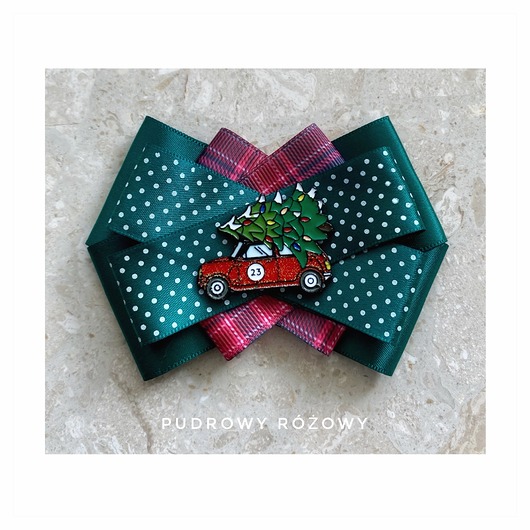 broszki Brosza z Autem i Choinką Święta Mikołajki