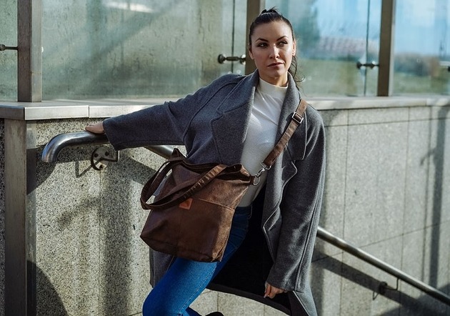 Brązowa torba z zamszu ekologicznego Karolina Audycka