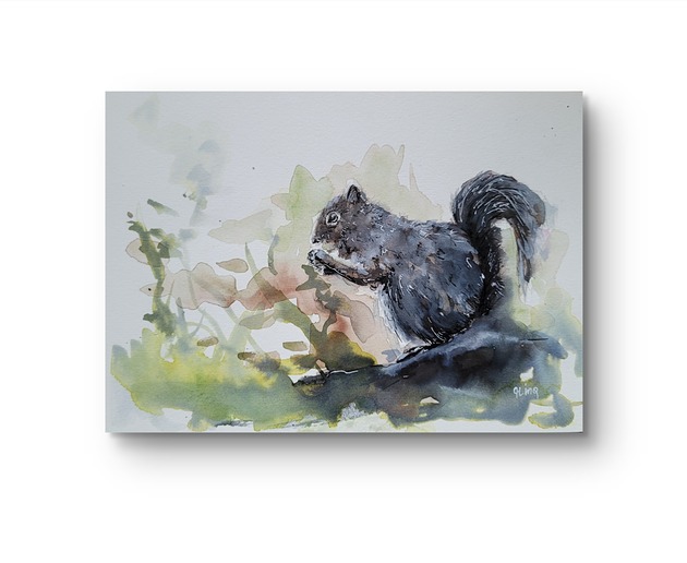 grafiki i ilustracje Obraz ręcznie malowany "Wiewiórka"