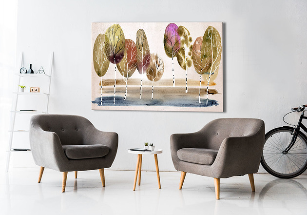 obrazy Obraz na płótnie  PEJZAŻ Z DRZEWAMI 120x80cm