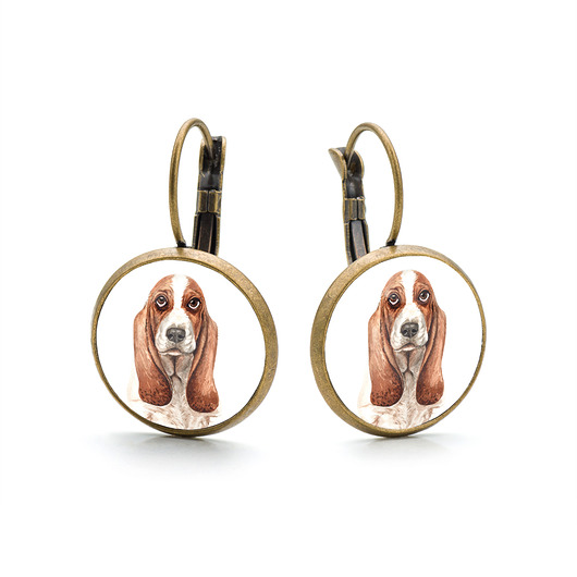 kolczyki - inne Kolczyki wiszące BASSET HOUND rasowy pies