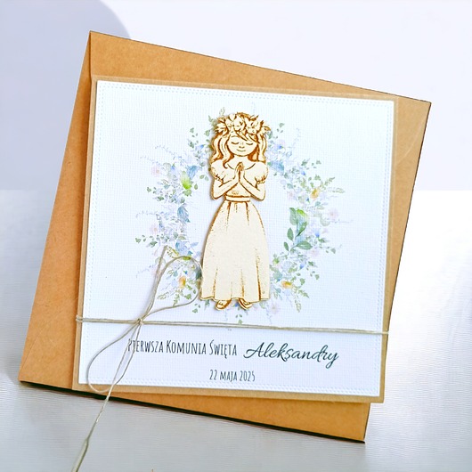 kartki na komunię Kartka, PERSONALIZACJA : I Komunia Święta : dziewczynka.