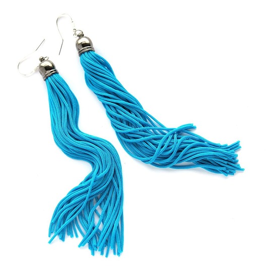 kolczyki chwosty Kolczyki XLong - frędzle turkusowe