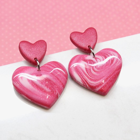 kolczyki z masy plastycznej VALENTINE kolczyki czerwone serca walentynki