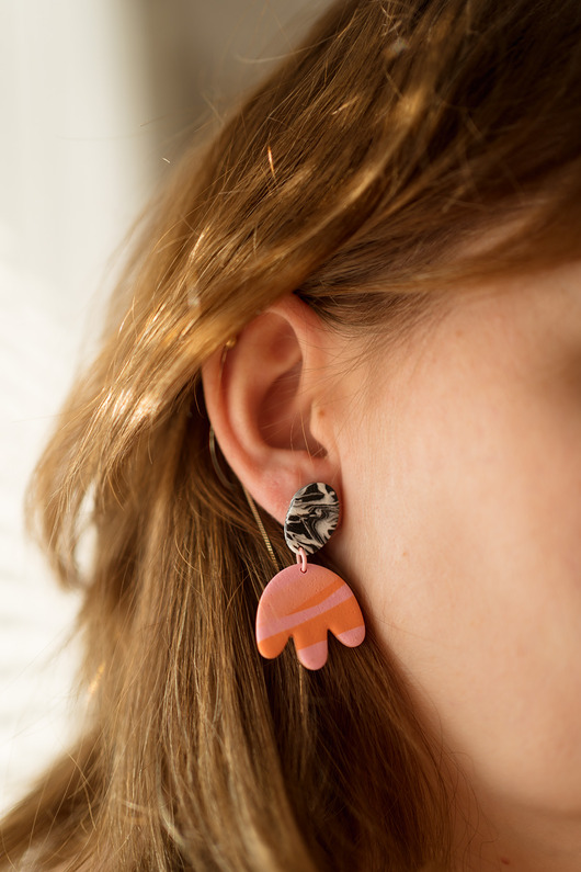 kolczyki z masy plastycznej Wiszące sztyfty tulipany