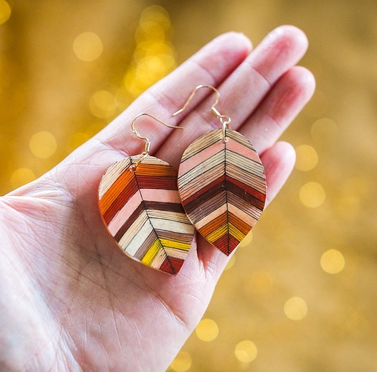 kolczyki pozłacane Kolczyki pozłacane Listki w Odcieniach Piasku Sahary