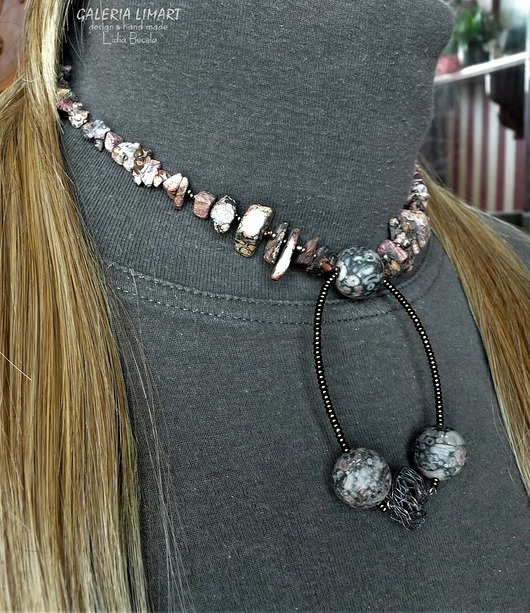 korale Oryginalny naszyjnik z morskiego fossilu ręcznie wykonany doskonały prezent