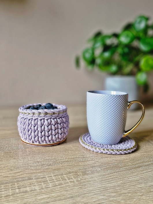 kubki Zestaw prezentowy pod choinkę z kubkiem i podkładką - lila