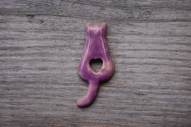 magnesy Ceramiczny magnes kot fioletowy