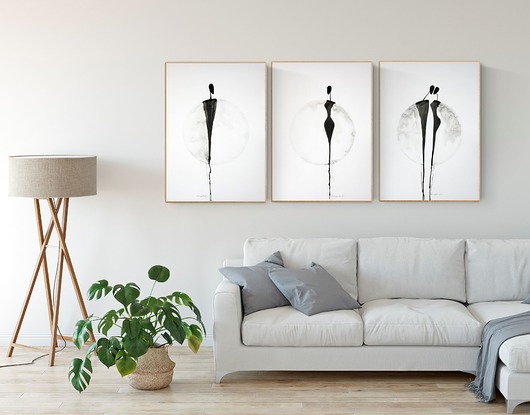 zestaw 3 obrazów 50 x 70 cm malowany ręcznie Krystyna Siwek Art