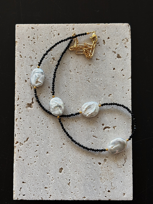naszyjniki - inne Naszyjnik Onyks i Perły