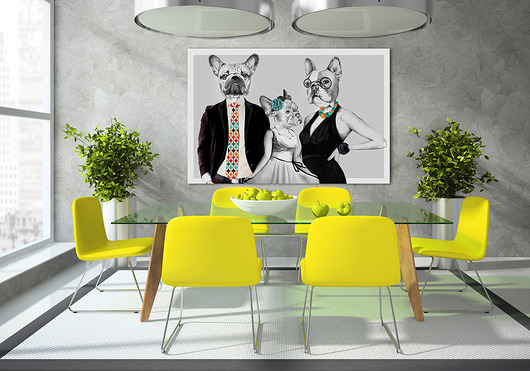 obrazy Obraz drukowany z rodziną buldogów 120x80