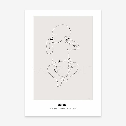 obrazy i plakaty do pokoju dziecięcego Plakat personalizowany Henry szary