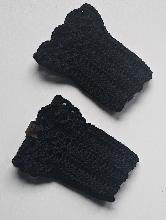 rękawiczki damskie Wełniane Mankiety czarne