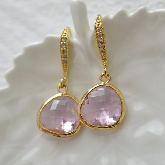 pink glass in gold Made by Magda