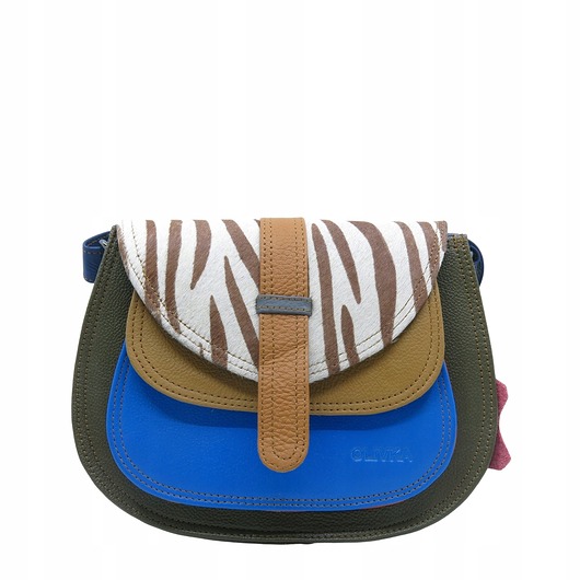 torby na ramię Torebka ze skrawków skóry naturalnej na ramię pojemna kolorowa OLIVKA