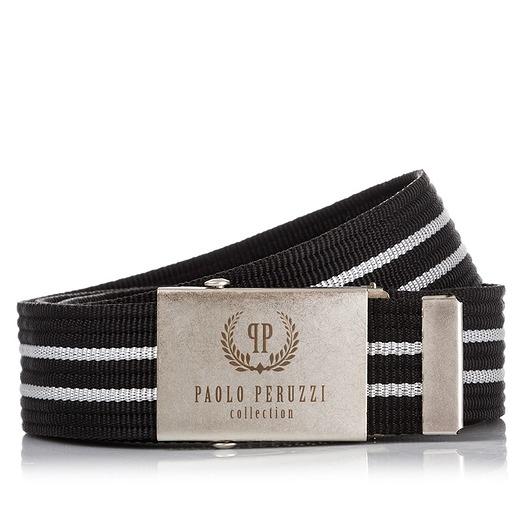 paski męskie CZARNY PARCIANY MĘSKI PASEK PAOLO PERUZZI PW-03-95 CM