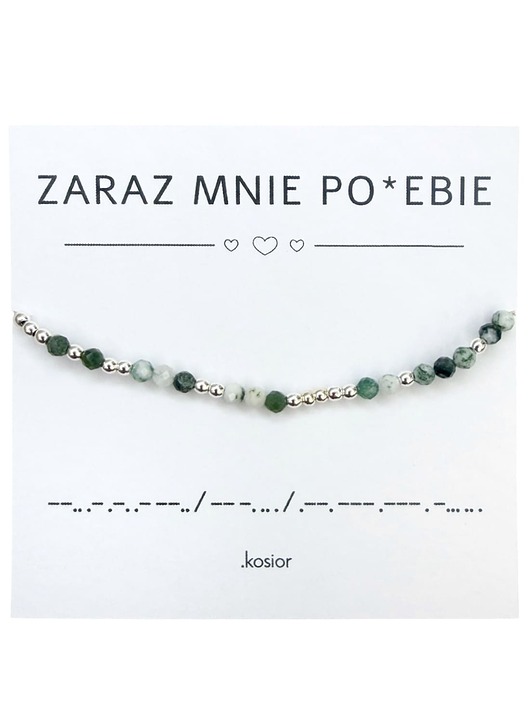 bransoletki na sznurku Bransoletka z alfabetem Morse Agat mszysty, Hematyt