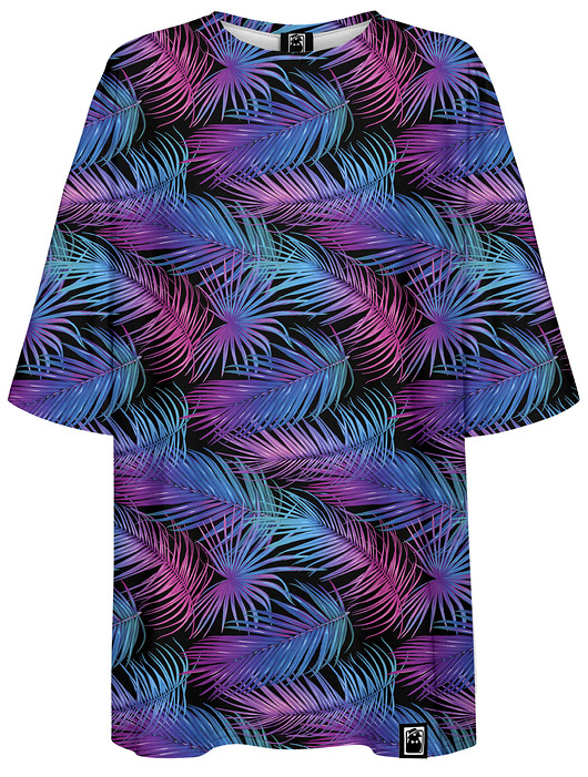 t-shirt damskie DR.CROW T-shirt Damski Oversize Palmy Fiolet