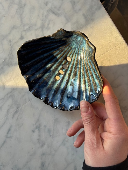 mydelniczki Ceramiczna Mydelniczka z Odpływem Muszelka Muszla Midnight Ocean