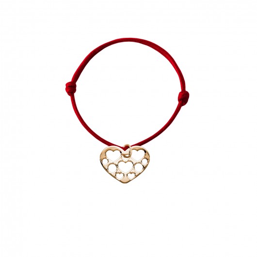 Bransoletka sznurkowa - serce rosette pozłac.  by ilo