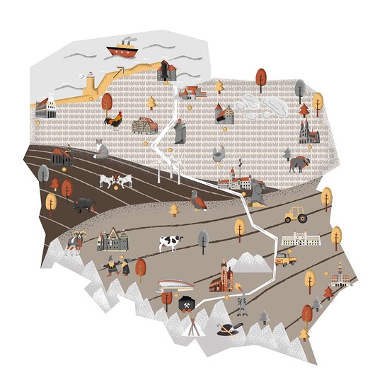 naklejki ścienne do pokoju dziecka Naklejka Mapa polski beżowa 150x100cm