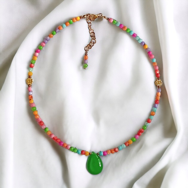 chokery Choker : summer collection :: kolorowa muszla, jadeit