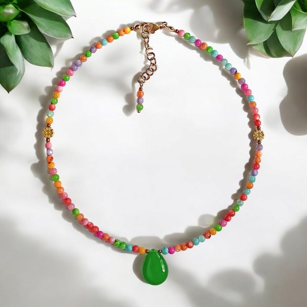 chokery Choker : summer collection :: kolorowa muszla, jadeit