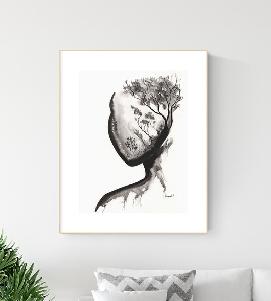grafika 30 x 40 cm  wykonana ręcznie, abstrakcja Krystyna Siwek Art