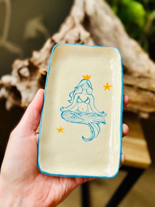 pojemniki na biżuterię Ceramiczny talerzyk na drobiazgi Syrenka