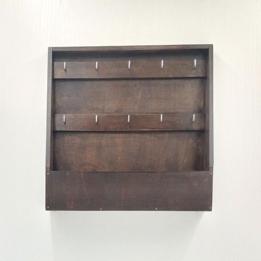 skrzynki, kufry i pudła Duża, otwarta skrzynka na klucze, wenge, wieszak na klucze 10 haczyków