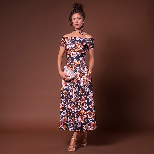 sukienki maxi damskie Sukienka w lilie